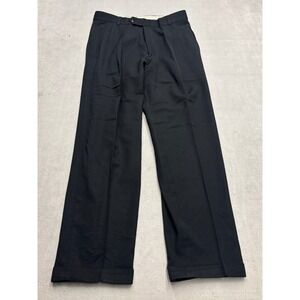 HUGO BOSS Men's Black Wool Dress Pants Pleated Cuffed Tailored Size 32X30